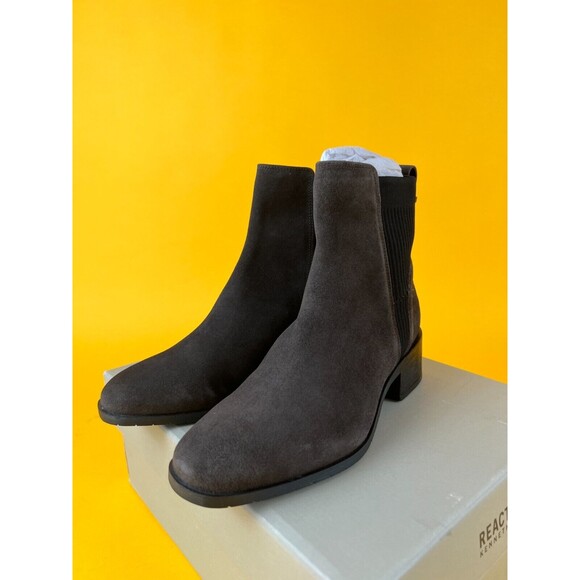 Reaction Kenneth Cole Salt Stretch Booties Womens 8 M Concrete Suede Heeled NWB - Picture 3 of 11